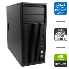 Робоча станція Б-клас HP Z240 Workstation Tower / Intel Xeon E3-1280 v5 (аналог Intel Core i7-6700) (4 (8) ядра по 3.7 - 4.0 GHz) / 16 GB DDR4 / 250 GB SSD + 1000 GB HDD / nVidia Quadro M4000, 8 GB GDDR5, 256-bit / DVD-ROM / DispalyPort б/в