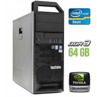Робоча станція Lenovo ThinkStation S30 Tower / Xeon E5-2630 (6(12) ядер по 2.3-2.8GHz) / 64GB DDR3 / 240GB SSD / Quadro 2000, 1 GB GDDR5, 128bit / 610W / DVI / DisplayPort б/в