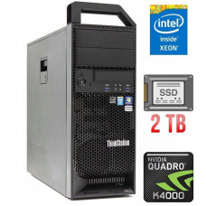 Робоча станція Lenovo ThinkStation S30 Tower / Xeon E5-1650 v2 (6(12) ядер по 3.5-3.9GHz) / 64GB DDR3 / 2000GB SSD / Quadro K4000, 3 GB GDDR5, 192bit / 610W / DVI / DisplayPort б/в