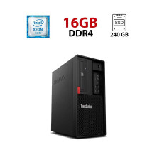 Робоча станція Lenovo ThinkStation P330 Tower / Intel Xeon E-2146G (6)12) ядра по 3.5 - 4.5 GHz) / 16 GB DDR4 / 240 GB SSD + 1000 GB HDD / Intel UHD Graphics P630 б/в