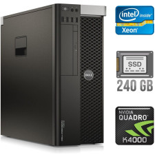 Робоча станція Dell Precision T3600 Tower / Xeon E5-1620 (4(8) ядра по 3.6-3.8 GHz) / 16GB DDR3 ECC / 240GB SSD / Quadro K4000, 3 GB GDDR5, 192bit / 635W / DVD-ROM / DVI / DisplayPort б/в