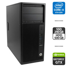 Робоча станція HP Z240 Workstation Tower / Intel Core i5-6500 (4 ядра по 3.2 - 3.6 GHz) / 16 GB DDR4 / 240 GB SSD + 500 GB HDD / nVidia GeForce GTX 650 Ti, 2 GB GDDR5, 128-bit / DVD-ROM / HDMI б/в